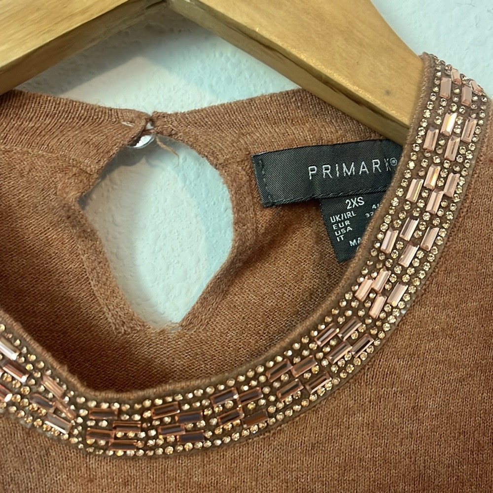 PRIMARK Brown Sweater with Embellished Neckline - Picture 2 of 4